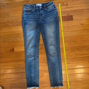 BKE Women's Medium Blue Skinny Jeans with Frayed Hem